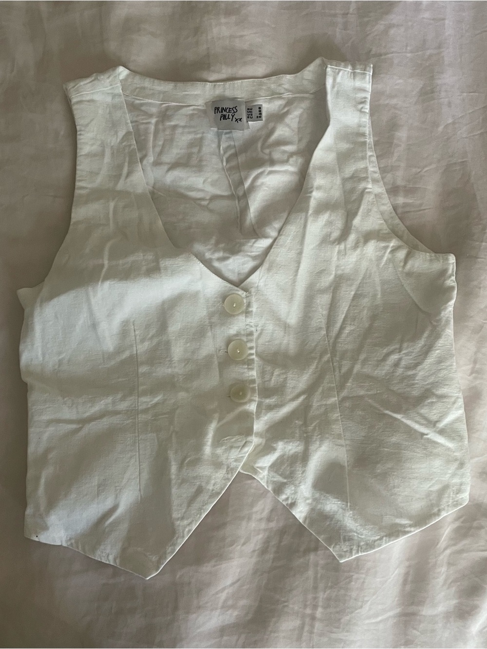 Princess Polly Capone Cotton Vest - Size 4 in Ivory (White)